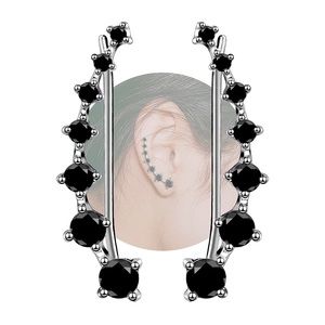 7 star ear cuff climbers earrings - black